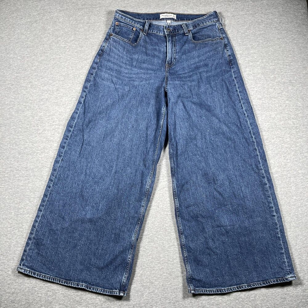 Abercrombie & Fitch Jeans Womens 28 Blue Ultra Wide Leg Mid Rise Baggy Y2K